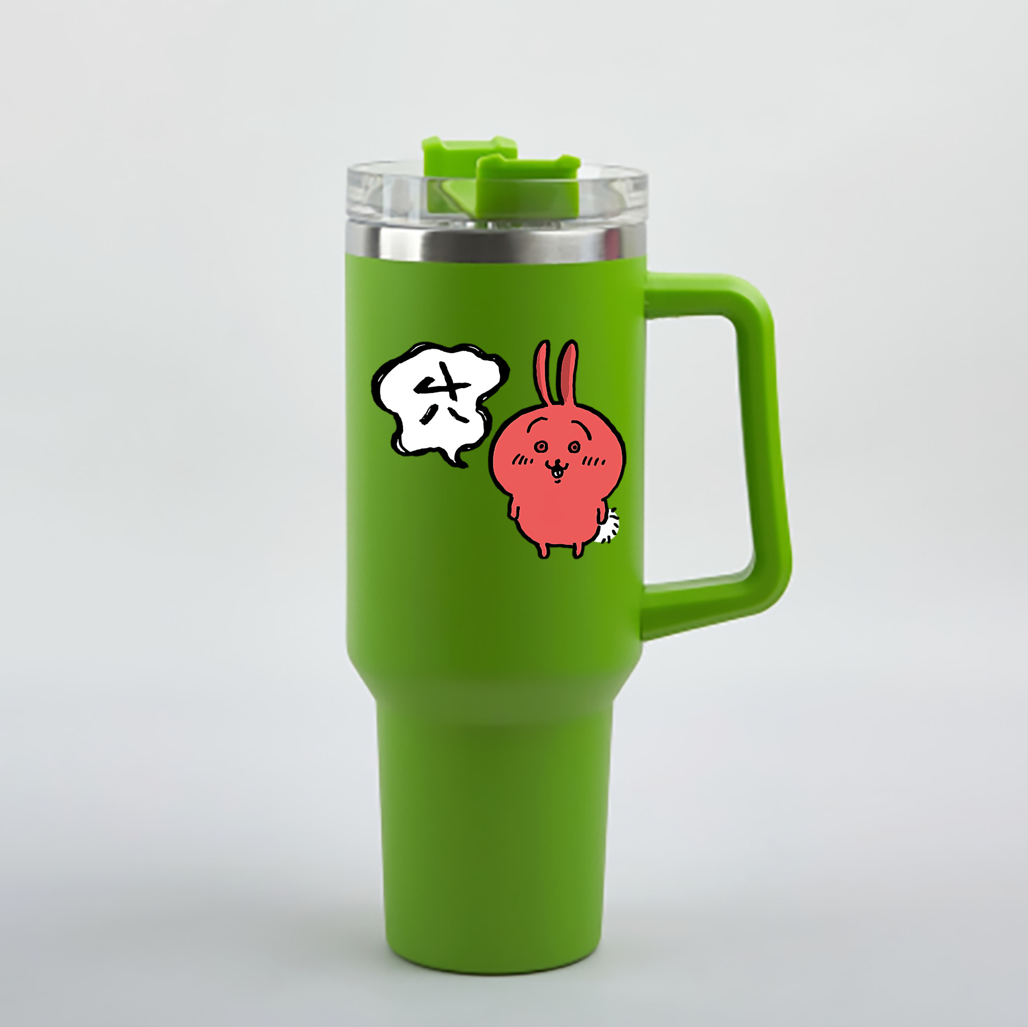（画像用） ちいかわ ハチワレ Chii-kawa hachiware 1200mL車用タンブラー - クリスタルステッカー（プラスチックストロー付き）